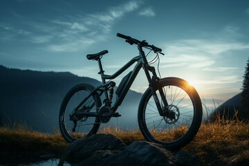 Relaxing bike ride beneath the dark night sky, a peaceful evening