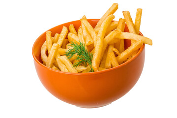 French fries on white background