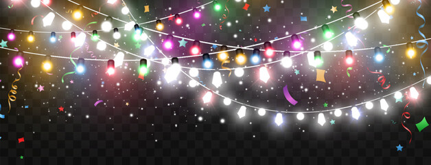 Vector illustration of a light garland on a transparent background.
