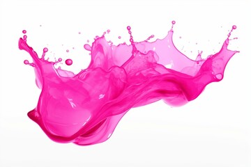 Bright pink liquid splashing in 3D render, isolated on white background. Generative AI
