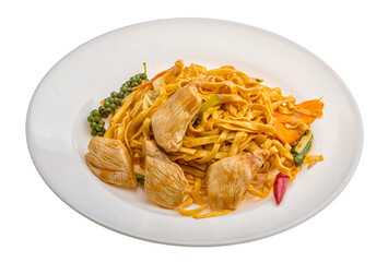 Fried noodles with chicken