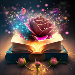 Magical book with flowers 