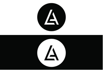 LA logo in circle white and black background