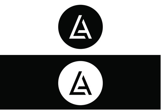LA logo in circle white and black background