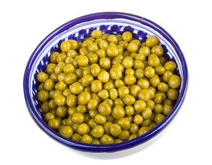 green peas, in a bowl, isolated, white background
