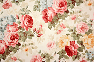 Design seamless art vintage flower pattern pink decorative blossom retro wallpaper