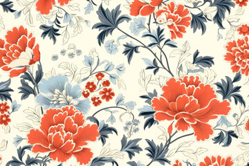 Wallpaper rose blue seamless flower pattern
