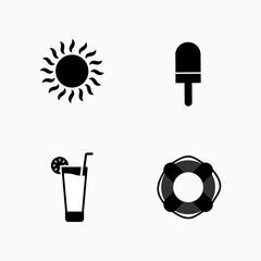 Set Vacation Element Icon. Summer Beach. Camera Symbol - Vector Logo Template. 