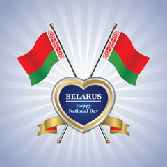 Belarus flag Happy National Day with heart