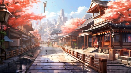 Anime Japanese Cityscape - Vibrant World Background.