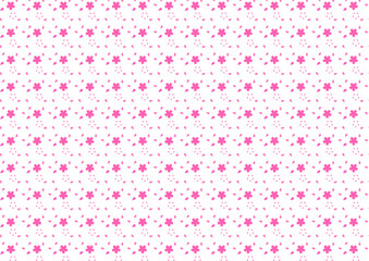 ピンク色の小さな花と花びらいっぱい