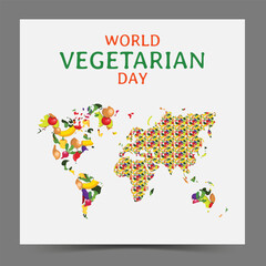 World Vegetarian Day vector icon illustration with world map