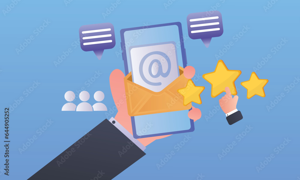 Poster new incoming concept message notification email mobile new email on smartphone screen.on blue backgr