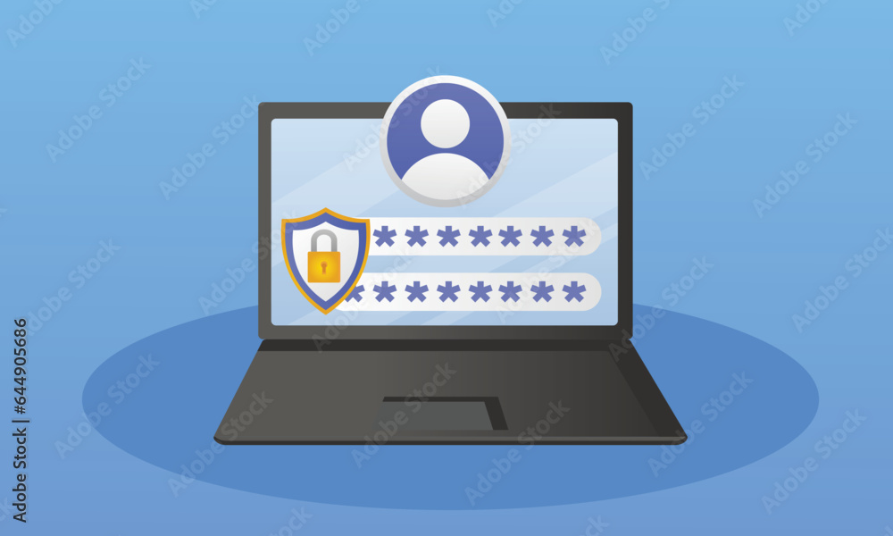 Poster user login form page in the computer.on blue background.vector design illustration.