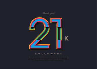 Celebration of 21k followers with a simple concept. design premium vector.
