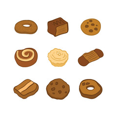 set of cookies isolated on white background