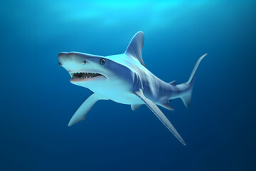 cute hammerhead shark in 3d style Made with Generative AI