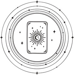tarot card with celestial body, png transparent background	
