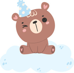 Baby shower bear boy on cloud