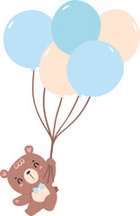 Baby shower bear boy with balloons