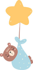 Baby shower bear boy newborn baby in blanket with star