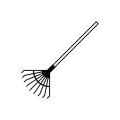 Agriculture digging hand rake for leaves icon isolated on white background. Tool for horticulture, agriculture, farming. Ground cultivator. Vector Illustration.