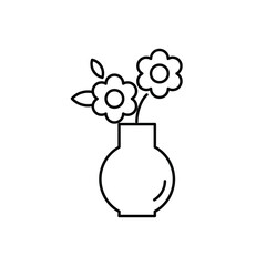 Flower on the vase icon isolated on white background. Simple houseplant line icon Vector illustration.
