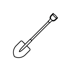 Shovel line icon isolated on white background. Gardening vector illustration. 