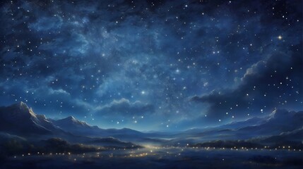 Naklejka premium Captivating Starry Night Sky Background Night Sky Background Celestial Night Backdrop Starlit Sky Design Nighttime Starry Universe Illustration Stellar Night Wallpaper AI Generative