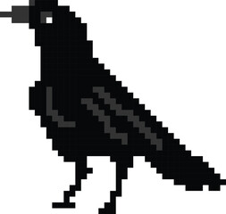Fototapeta premium Black Crow Pixel art vector image