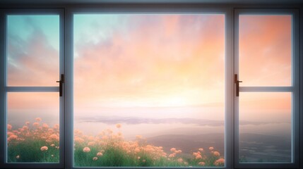 Colorful Sky and Cozy Window Say Good Morning.