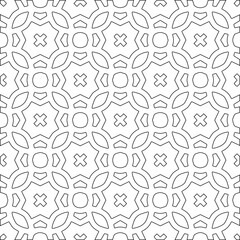 Vector pattern with symmetrical elements . Modern stylish abstract texture. Repeating geometric tiles from striped elements.Black and white pattern.