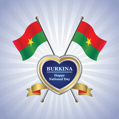 Burkina flag Happy National Day with heart