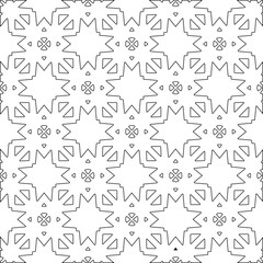 Vector pattern with symmetrical elements . Modern stylish abstract texture. Repeating geometric tiles from striped elements.Black and white pattern.