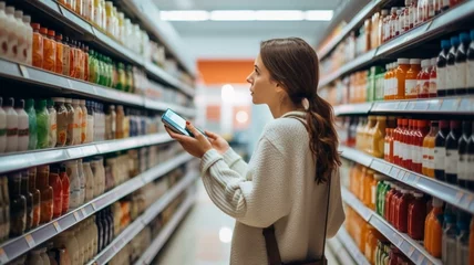 Zelfklevend Fotobehang Woman in supermarket © Karen