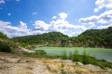 Landscape with water in a chalk quarry