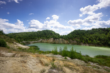 Landscape with water in a chalk quarry