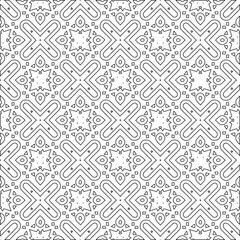 Fototapeta premium Vector pattern with symmetrical elements . Modern stylish abstract texture. Repeating geometric tiles from striped elements.Black and white pattern.