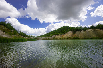 Landscape with water in a chalk quarry