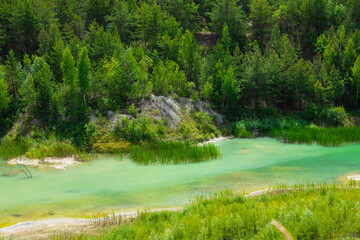 Landscape with water in a chalk quarry
