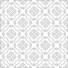 Vector pattern with symmetrical elements . Modern stylish abstract texture. Repeating geometric tiles from striped elements.Black and white pattern.