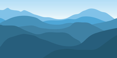 Fototapeta na wymiar Landscape mountain view illustration Vector silhouettes design 