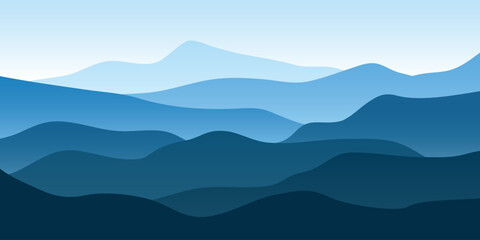 Vector landscape mountain silhouettes illustration background design 