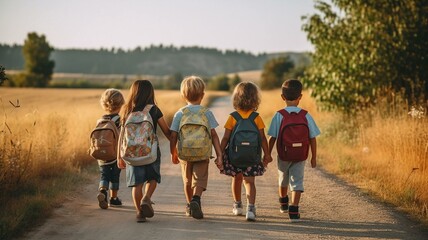 Obraz premium Children walking to school