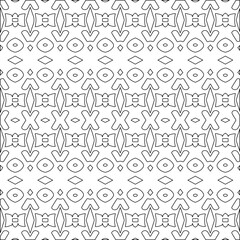 Vector pattern with symmetrical elements . Modern stylish abstract texture. Repeating geometric tiles from striped elements.Black and white pattern.