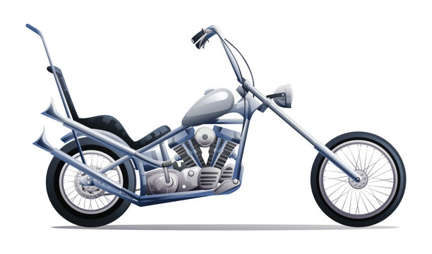 Classic chopper motorcycle vector illustration isolated on white background