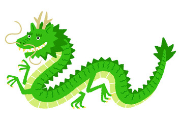 笑っている緑色の龍