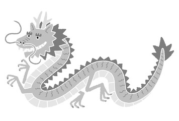 笑っているモノクロの龍　白縁あり