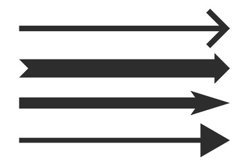 Straight long right vector arrow icon set