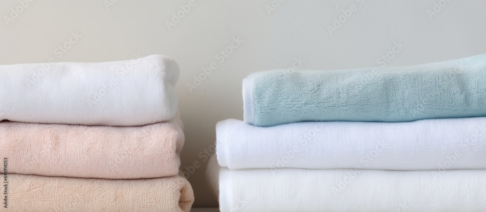 Poster heap of bleached fabric isolated pastel background copy space